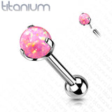 Titanium Threadless Push-In Cartilage Barbell With Opal Top