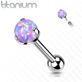 Titanium Threadless Push-In Cartilage Barbell With Opal Top