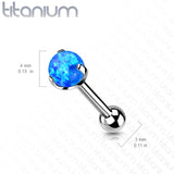 Titanium Threadless Push-In Cartilage Barbell With Opal Top