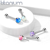 Titanium Threadless Push-In Cartilage Barbell With Opal Top