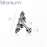 Titanium Threadless Push-In Cartilage Barbell Stud with CZ Ball