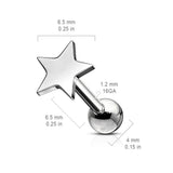 4 mm Flat Star Top Titanium Ear Cartilage Daith Tragus Helix loop Stud