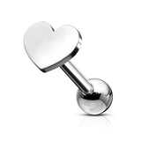 4 mm Flat Heart Top Titanium Ear Cartilage Daith Tragus Helix loop Stud