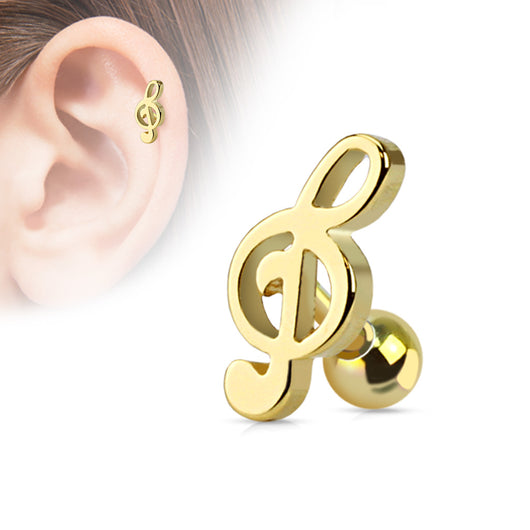 Treble Clef Music Note Ear Cartilage Tragus Helix Barbell Studs