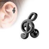 Treble Clef Music Note Ear Cartilage Tragus Helix Barbell Studs