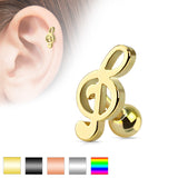 Treble Clef Music Note Ear Cartilage Tragus Helix Barbell Studs