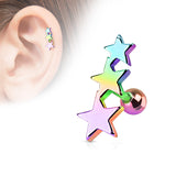 Three Stars Ear Cartilage Tragus Helix Barbell Studs