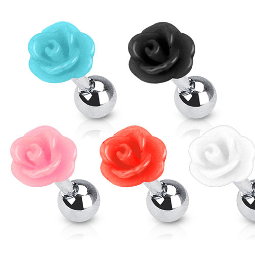 Acylic Rose Top Ear Cartilage Tragus Helix Barbell Studs