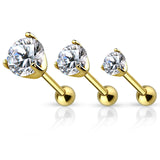 Prong Set CZ Ear Cartilage Tragus Triple Helix Barbell Studs