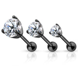 Prong Set CZ Ear Cartilage Tragus Triple Helix Barbell Studs