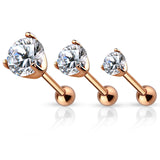 Prong Set CZ Ear Cartilage Tragus Triple Helix Barbell Studs