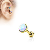 Opal Gold Cartilage Helix Tragus Barbell Stud 16GA