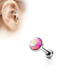 Opal Set Flat Top Cartilage Helix Tragus Barbell Stud