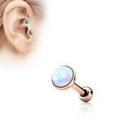 Opal Rose Gold Cartilage Helix Tragus Barbell Stud 16GA