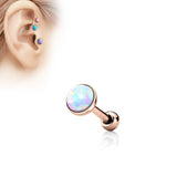 Opal Set Flat Top Cartilage Helix Tragus Barbell Stud