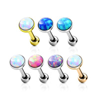 Opal Set Flat Top Cartilage Helix Tragus Barbell Stud