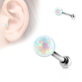 Opal Ball Internally Threaded Cartilage Tragus Helix Barbell Studs