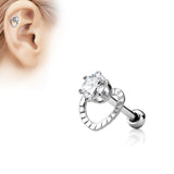 CZ Heart Surgical Steel Cartilage Tragus Helix Barbell Studs