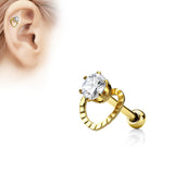 CZ Heart Surgical Steel Cartilage Tragus Helix Barbell Studs