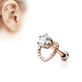 CZ Heart Surgical Steel Cartilage Tragus Helix Barbell Studs