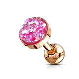 Rose Gold Druzy Stone Surgical Steel Cartilage Helix Tragus Barbell Stud