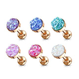 Rose Gold Druzy Stone Surgical Steel Cartilage Helix Tragus Barbell Stud