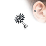 Tribal Sun Antique Silver Surgical Steel Ear Cartilage Helix Tragus Barbell