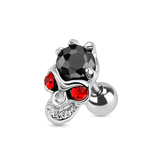 Red Eyed Skull CZ Surgical Steel Cartilage Helix Tragus Barbell Stud