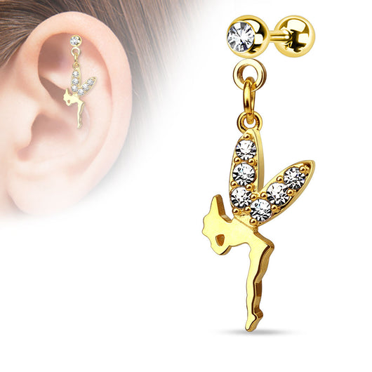 CZ Wing Fairy Dangle Surgical Steel Cartilage Helix Tragus Barbell