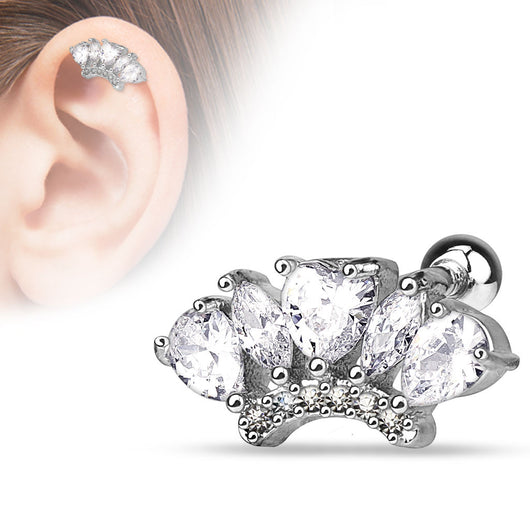 Marquise Pear CZ Fan Surgical Steel Cartilage Tragus Helix Barbell