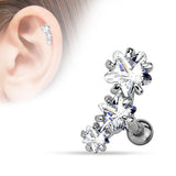 Triple Star CZ Set 316L Surgical Steel Tragus Helix Ear Cartilage