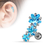 Triple Star CZ Set 316L Surgical Steel Tragus Helix Ear Cartilage