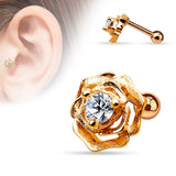 CZ Centered Flower 316L Surgical Steel Cartilage/Tragus Barbell