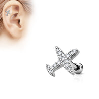 CZ Airplane Top Ear Cartilage Helix Daith Tragus Studs Earrings