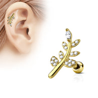 CZ Leaf Top Ear Cartilage Helix Daith Tragus Studs Earrings