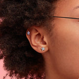 Opalite Flower With Opal Center Top Cartilage Helix Daith Tragus Studs Earrings