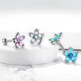 Opalite Flower With Opal Center Top Cartilage Helix Daith Tragus Studs Earrings