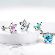 Opalite Flower With Opal Center Top Cartilage Helix Daith Tragus Studs Earrings