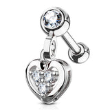 CZ Heart Dangle Ear Cartilage Helix Daith Tragus Studs Earrings