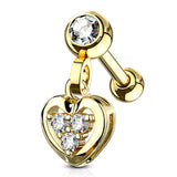 CZ Heart Dangle Ear Cartilage Helix Daith Tragus Studs Earrings