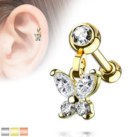 Butterfly Dangle Ear Cartilage Helix Daith Tragus Studs Earrings