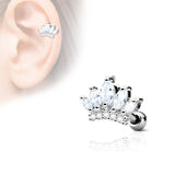 Tiara Top CZ Ear Cartilage Daith Helix Tragus Barbell Stud