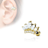 Tiara Top CZ Ear Cartilage Daith Helix Tragus Barbell Stud