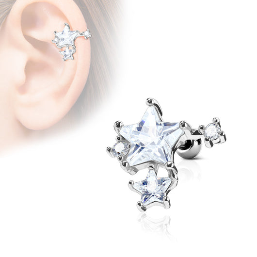 Star Top CZ Ear Cartilage Daith Helix Tragus Barbell Stud