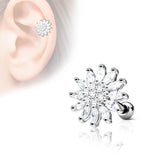 Flower Top CZ Ear Cartilage Daith Helix Tragus Barbell Stud