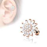 Flower Top CZ Ear Cartilage Daith Helix Tragus Barbell Stud