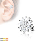 Flower Top CZ Ear Cartilage Daith Helix Tragus Barbell Stud