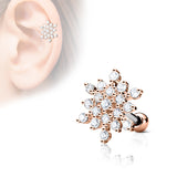 Snow Flake Top CZ Ear Cartilage Daith Helix Tragus Barbell Stud