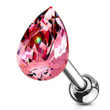 Tear Drop CZ Top Ear Cartilage Daith Helix Tragus Barbell Stud