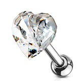 Heart CZ Top Ear Cartilage Daith Helix Tragus Barbell Stud